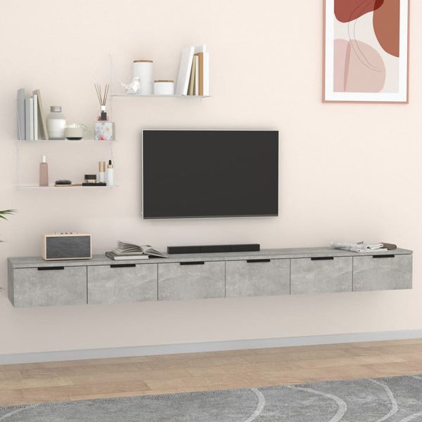 vidaXL Nástenné skrinky 2 ks betónovosivé 102x30x20cm spracované drevo