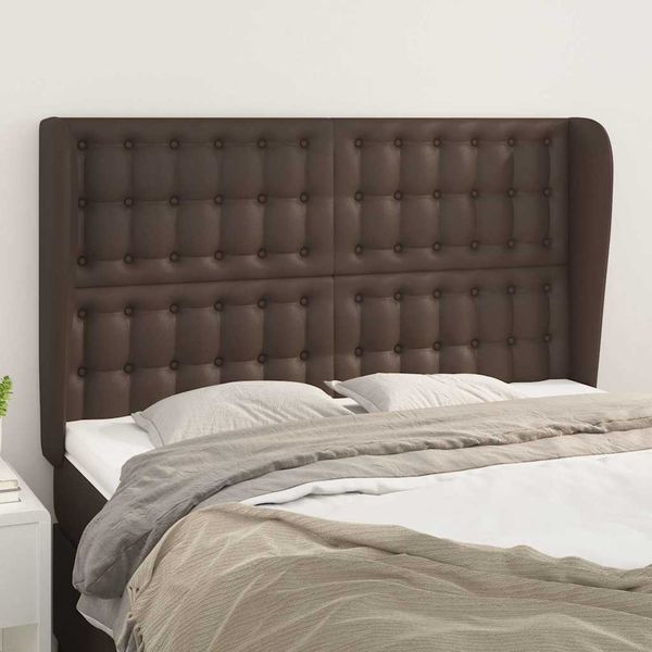 vidaXL Čelo postele so záhybmi hnedé 147x23x118/128 cm umelá koža