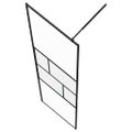 vidaXL Stena walk-in sprchy Čierna 90 x 195 x 0,5 cm Sklo a hliník