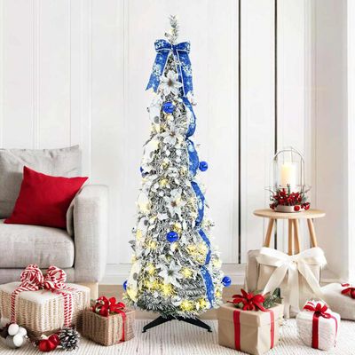 vidaXL Umelý vianočný stromček s 100 LED-i Biela 150 cm PVC