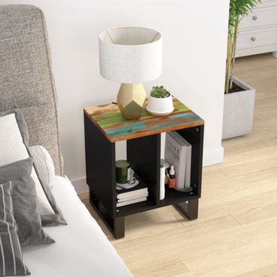 vidaXL Príručný stolík 40x31x46 cm, akáciový masív a kompozitné drevo