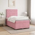 vidaXL Posteľ boxspring s matracom Ružová 120 x 200 cm Zamat