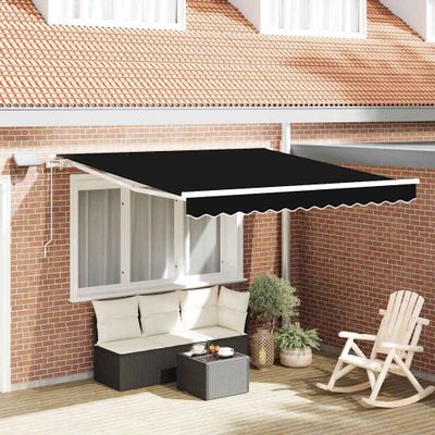 vidaXL Sklopná markíza Čierna 300 x 250 cm Tkanina a hliník