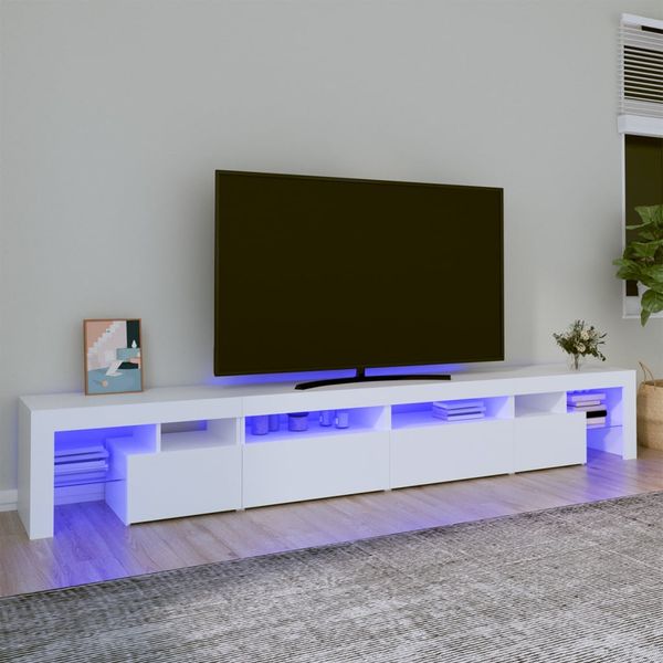 vidaXL TV skrinka s LED svetlami biela 260x36,5x40 cm