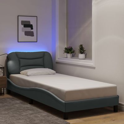 vidaXL Rám postele s LED bez matraca Hvar bledosivý 80x200 cm látka
