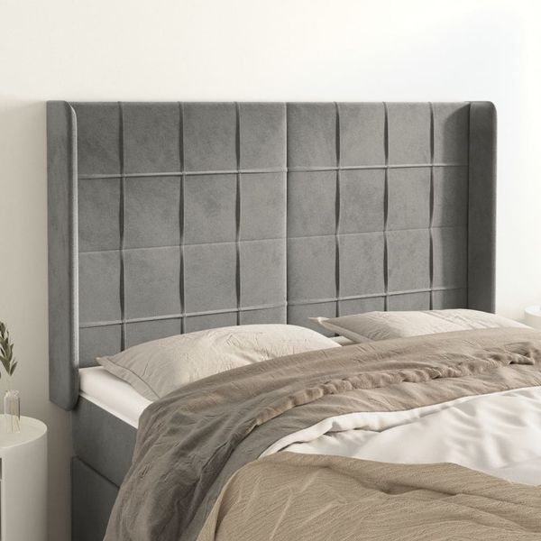 vidaXL Čelo postele so záhybmi bledosivé 147x16x118/128 cm zamat