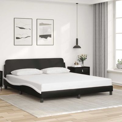 vidaXL Rám postele Dover čierny a biely 183x213 cm umelá koža