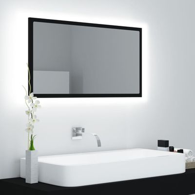 vidaXL Kúpeľňové LED zrkadlo čierne 80x8,5x37 cm akryl