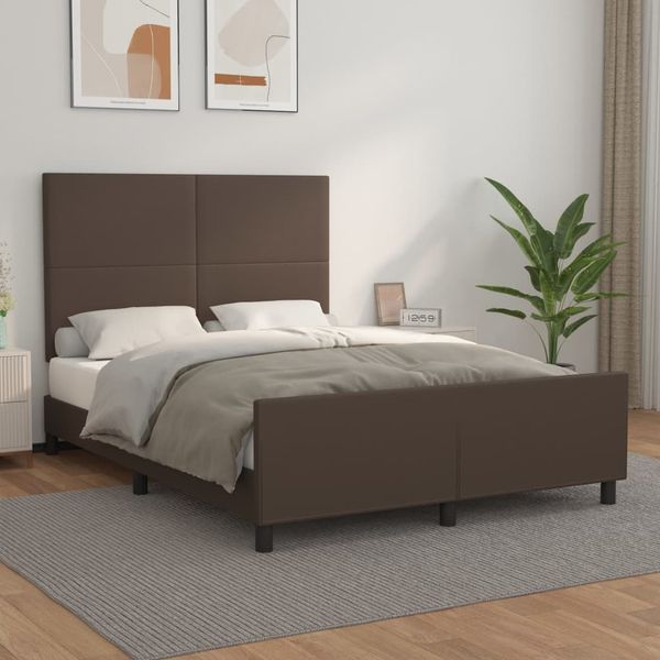 vidaXL Posteľný rám s čelom hnedý 140x200 cm umelá koža