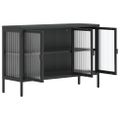 vidaXL Komoda čierna 105x35x70 cm sklo a oceľ