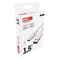 Nabíjací a dátový kábel USB-A 2.0 / USB-C 2.0, 1,5 m, biely