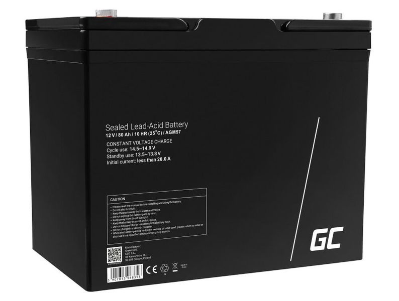 Green Cell AGM57 VRLA bezúdržbová olovená batéria 12V 80Ah