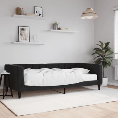 vidaXL Denná posteľ s matracom čierna 100x200 cm zamat