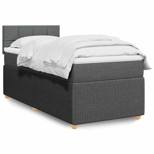 vidaXL Boxspring posteľ s matracom tmavosivá 90x190 cm látka