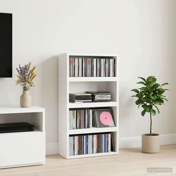 vidaXL Roh na skladovanie CD 4 ks Biela 40 x 17 x 17 cm