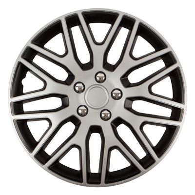 Disk DAKAR NC 16" SILVER&BLACK (čierno-strieborná) s chrómovými skrutkami