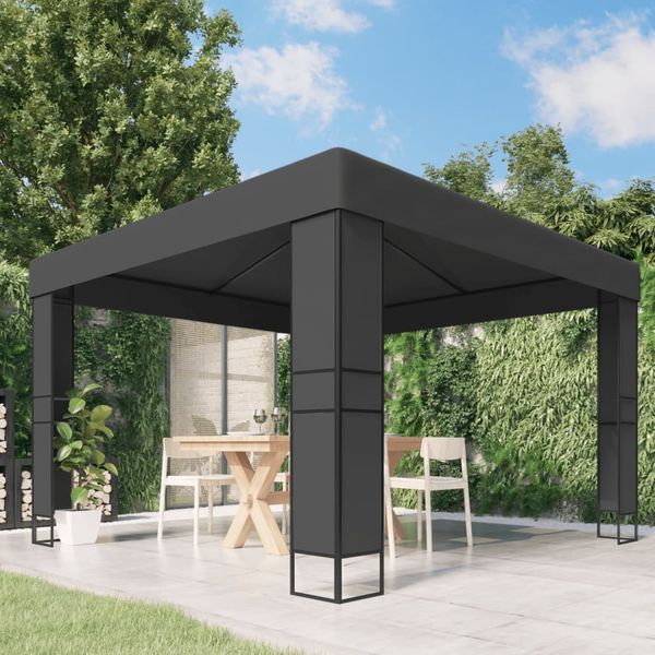 vidaXL Altánok s dvojitou strieškou 3x3 m, antracitový