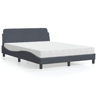 vidaXL Posteľ s matracom Dover tmavosivý 140x190 cm zamat