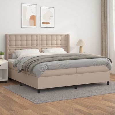 vidaXL Boxspring posteľ s matracom kapučínová 200x200 cm umelá koža