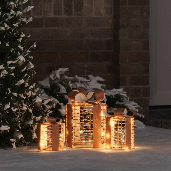 vidaXL Dekorácia Darčekovej Skatuľky 3 pcs 20 x 20 x 20 cm PET