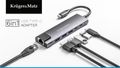 USB adaptérov 6v1 Kruger&Matz KM0391.2 (HUB) typ C na HDMI/2x USB3.0/2x USB typ C/RJ45