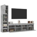 vidaXL 4-dielne TV nástenné skrinky s LED betónovo sivé kompozit.drevo