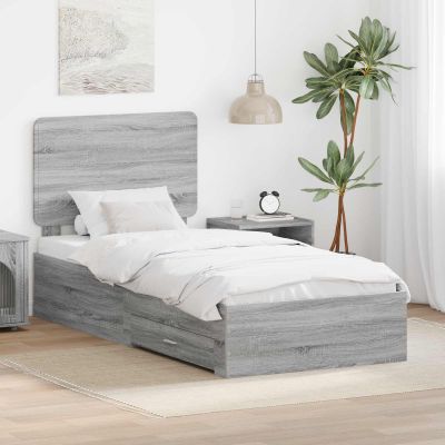 vidaXL Rám postele Sivý Sonoma 90 x 200 cm Kompozitné drevo