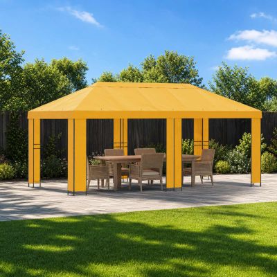 vidaXL Záhradný altánok 6 x 3 m Žltá Polyester a oceľ 190 gsm