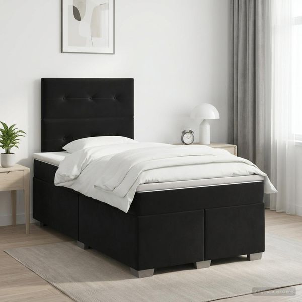 vidaXL Posteľ boxspring s matracom Čierna 120 x 200 cm Zamat