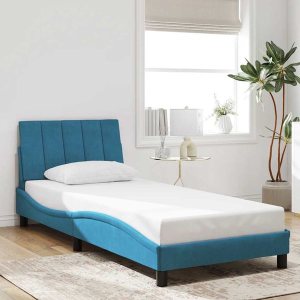 vidaXL Rám postele bez matraca Hanko modrý 80x200 cm zamat