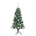 vidaXL Rohový umelý vianočný strom s 150 LED-i Zelená 120 cm PVC a kov