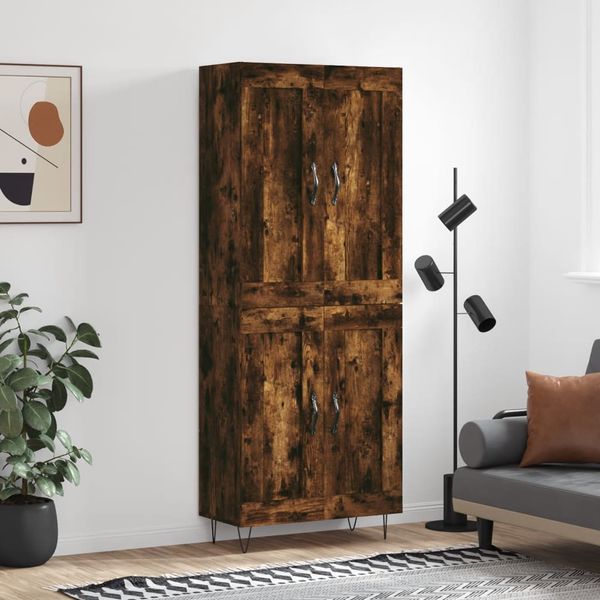vidaXL Vysoká skrinka dymový dub 69,5x34x180 cm spracované drevo