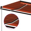 vidaXL Ručne zaťahovacia markíza s LED 400x350 cm oranžová a hnedá