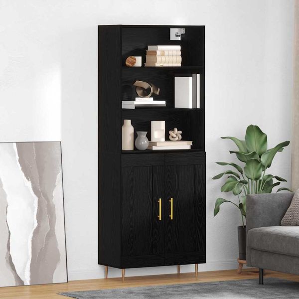 vidaXL Highboard Čierny dub 69,5 x 34 x 180 cm Kompozitné drevo