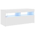 vidaXL TV skrinka s LED svetlami lesklá biela 90x35x40 cm