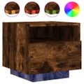 vidaXL Nočný stolík s LED svetlami dymový dub 40x39x37 cm