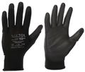 Pracovné rukavice z polyesteru čiastočne máčané v polyuretáne GLOVE PE-PU 10, čierne, veľkosť 10 SIXTOL