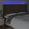 vidaXL Čelo postele s LED tmavohendé 163x16x118/128 cm látka