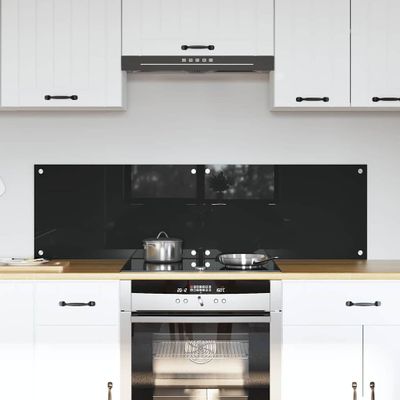 vidaXL Kuchynský obklad 2 pcs Čierna 70 x 40 cm tvrdené sklo