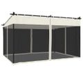 vidaXL Altánok so sieťovými stenami krémový 4x3 m oceľ
