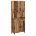 vidaXL Highboard Staré drevo 69,5 x 34 x 180 cm Kompozitné drevo