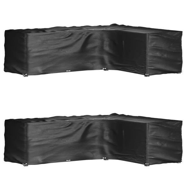 vidaXL Kryty na záhradný nábytok v tvare L 2ks 16 očiek 260x210x80 cm