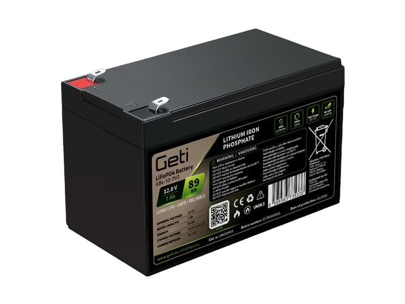 Batéria LiFePO4 12,8 V 7 Ah GETI GBL-12-7V2