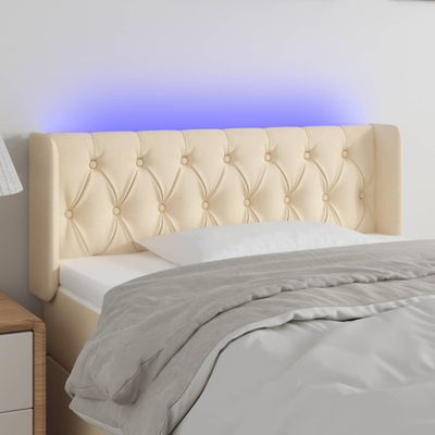 vidaXL Čelo postele s LED krémové 93x16x78/88 cm látka
