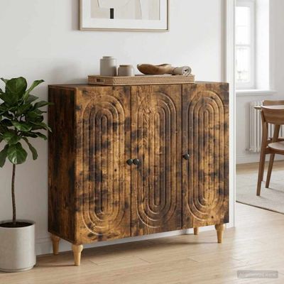 vidaXL Servírovacia skriňa Dymový dub 89 x 34,5 x 80 cm