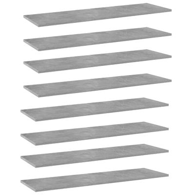vidaXL Prídavné police 8 ks, betónovo sivé 100x30x1,5 cm, drevotrieska