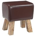 vidaXL lavička 40 x 30 x 45 cm Skutočná koža Tmavohnedá