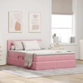 vidaXL LED úložná posteľ s matracom Ružová 140 x 190 cm Zamat