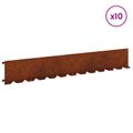 vidaXL Obrubník trávnika 10 ks 102 x 15 x 4 cm Oceľ Hrdzavý