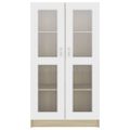vidaXL Vitrína, biela a dub sonoma 82,5x30,5x150 cm, kompozitné drevo